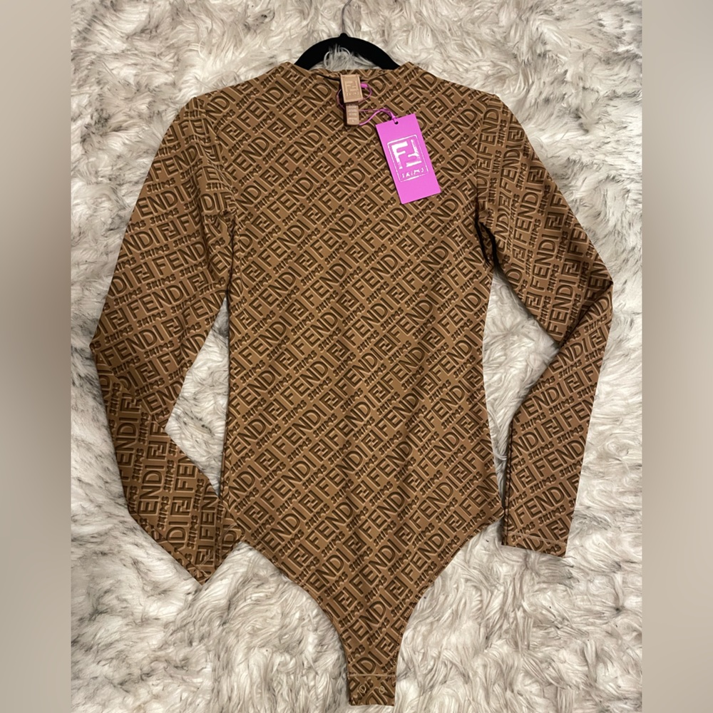 FENDI x SKIMS Mock Neck Long Sleeve Bodysuit